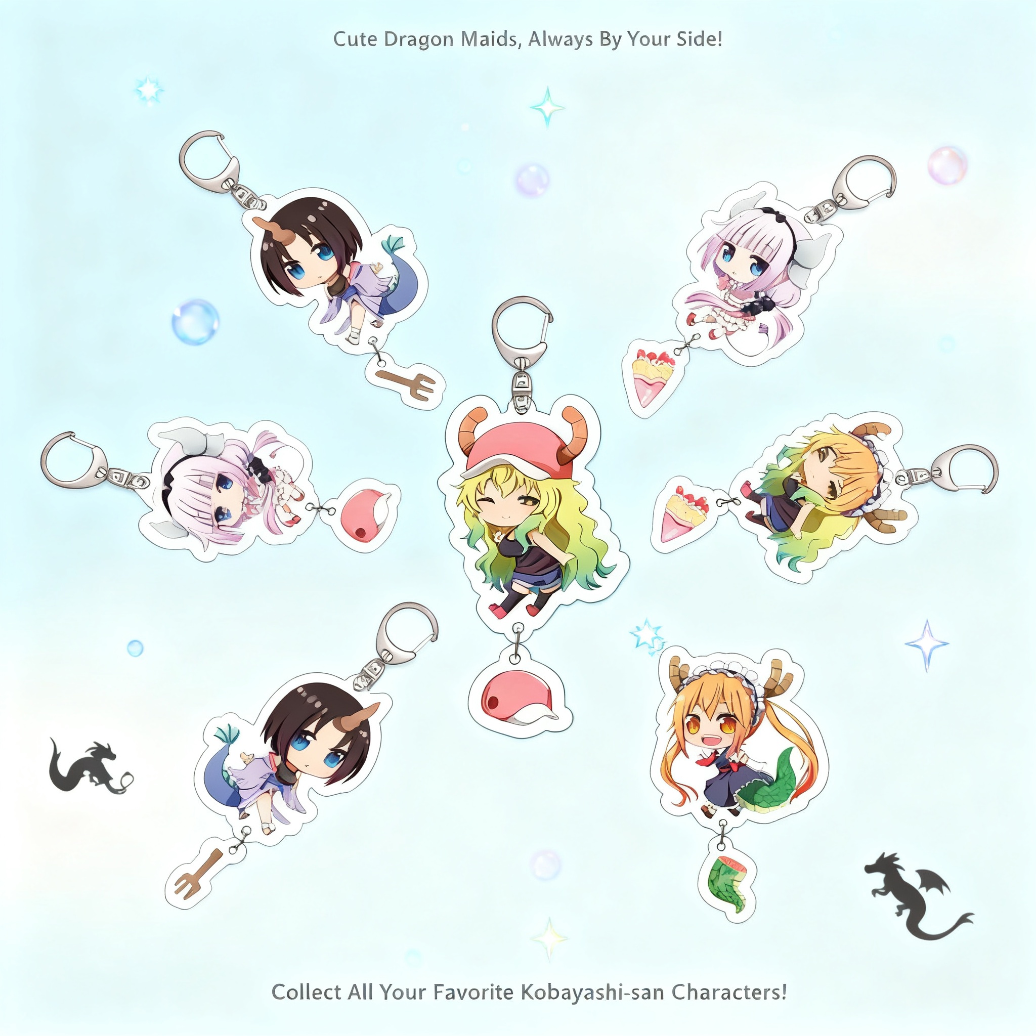 Cute Anime Merchandise - Anime Acrylic Keychain Miss Kobayashi's Dragon