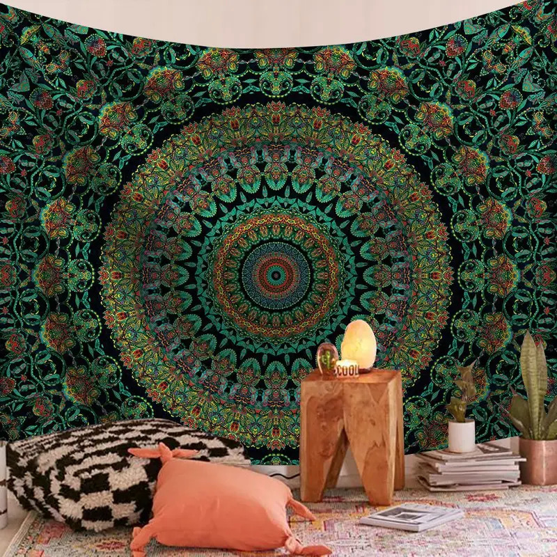 Wall Scroll Tapestry - VIKAMA Indian Mandala Tapestry Psychedelic Bohemian