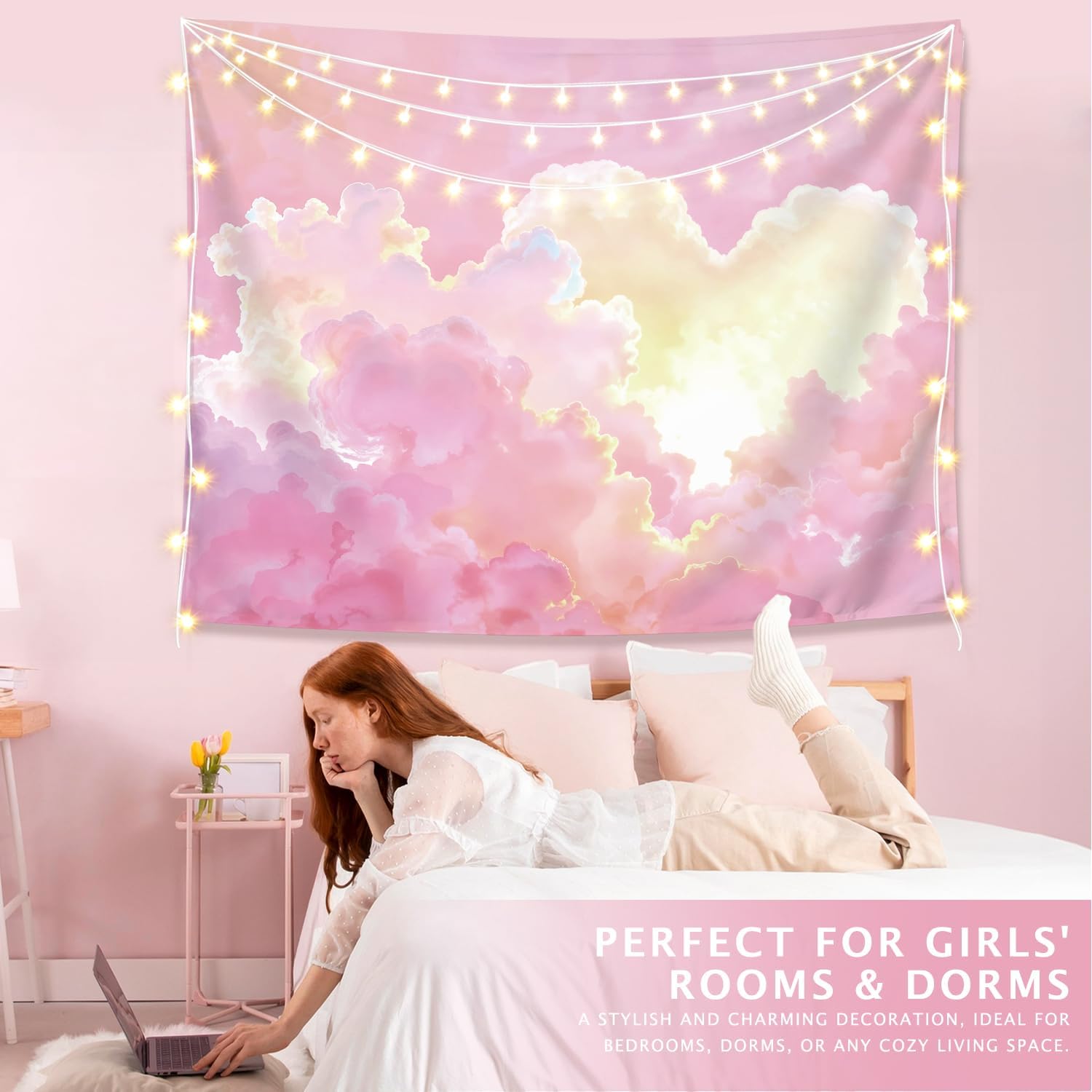 Preppy Pink Cloud Tapestry Wal - Wall Scroll Tapestry recensie en prijs