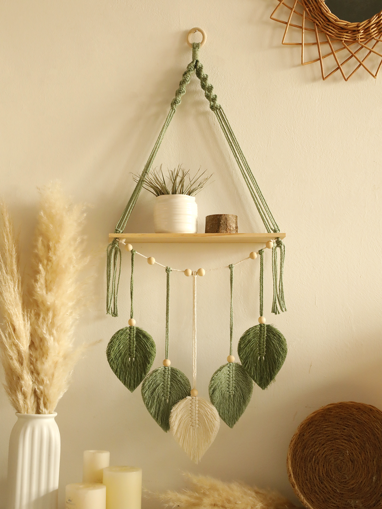Leaf Macrame Floating Shelf Ta - Wall Scroll Tapestry recensie en prijs