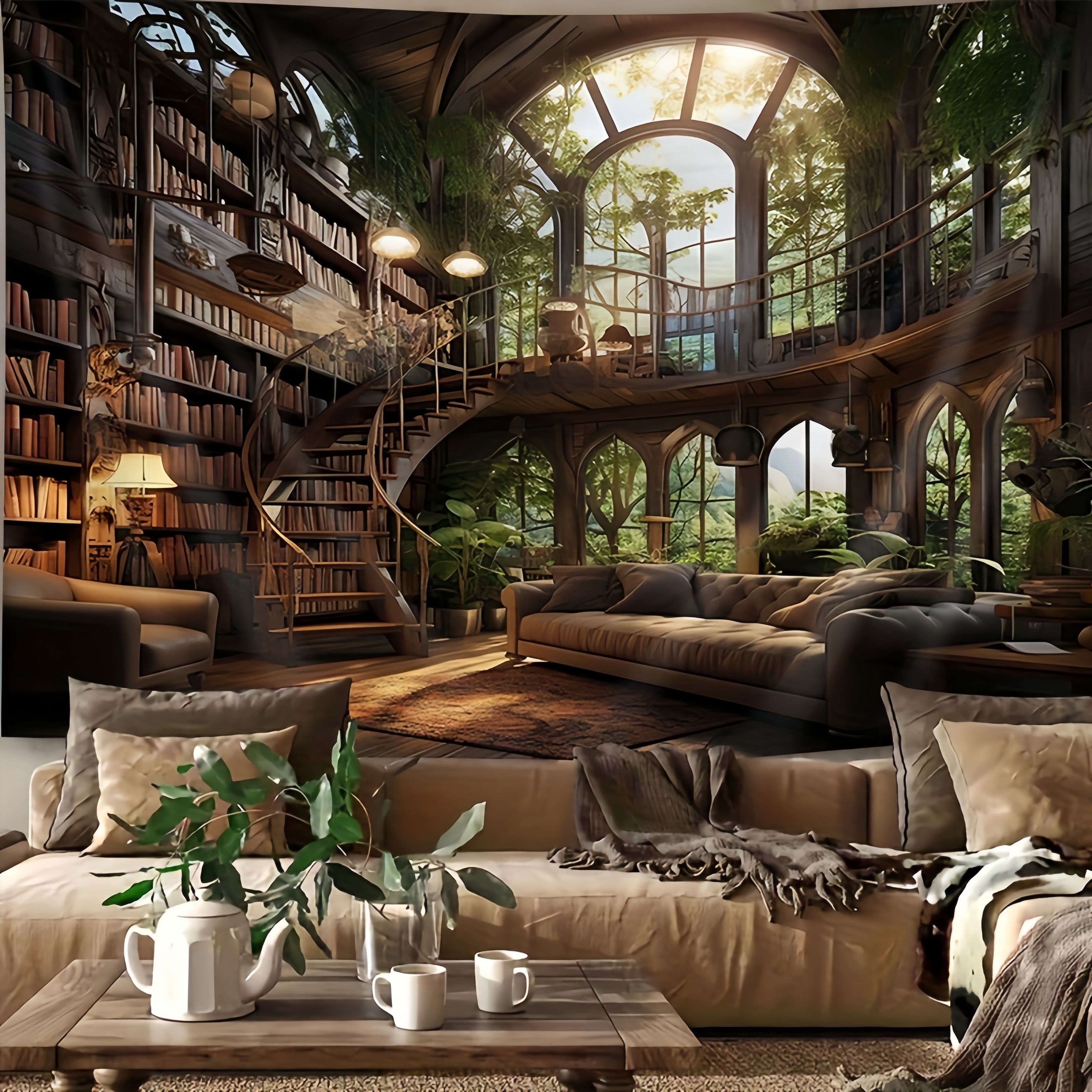 1 piece vintage bookshelf patt - Wall Scroll Tapestry recensie en prijs