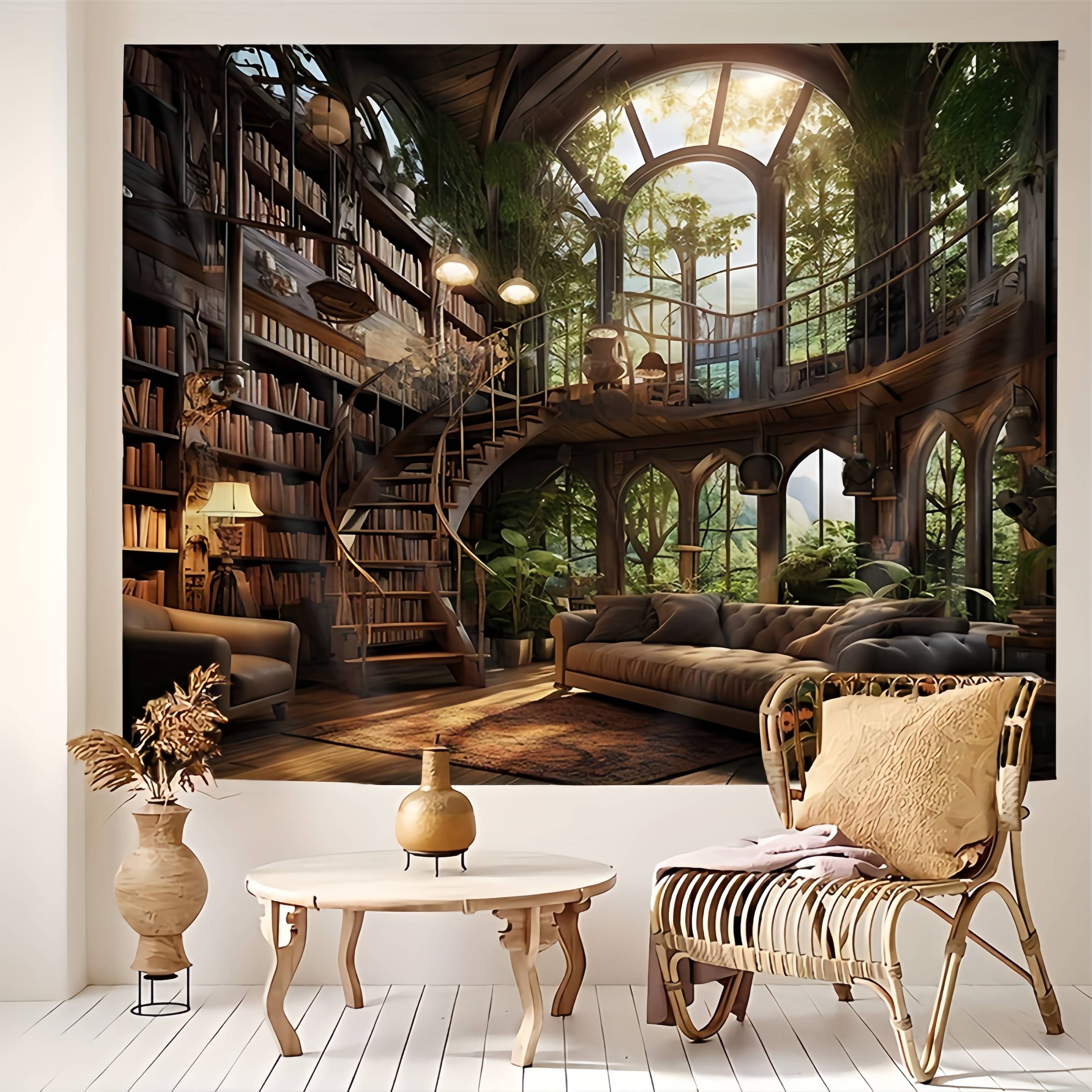 1 piece vintage bookshelf patt - Wall Scroll Tapestry recensie en prijs