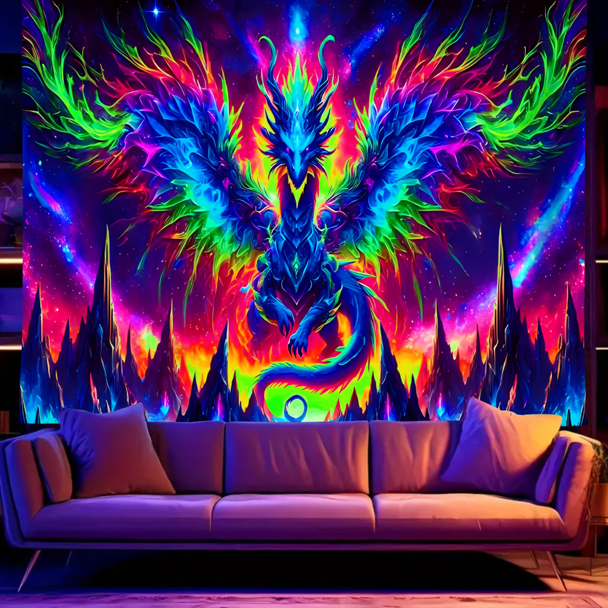 1pcFluorescent colored dragon  - Wall Scroll Tapestry recensie en prijs