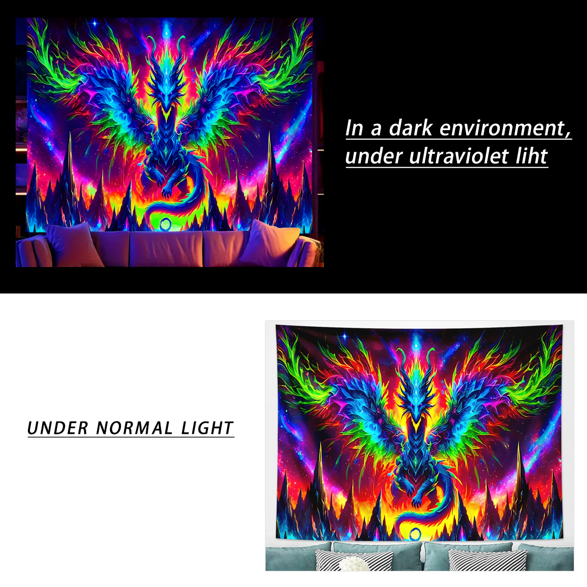 1pcFluorescent colored dragon  - Wall Scroll Tapestry recensie en prijs