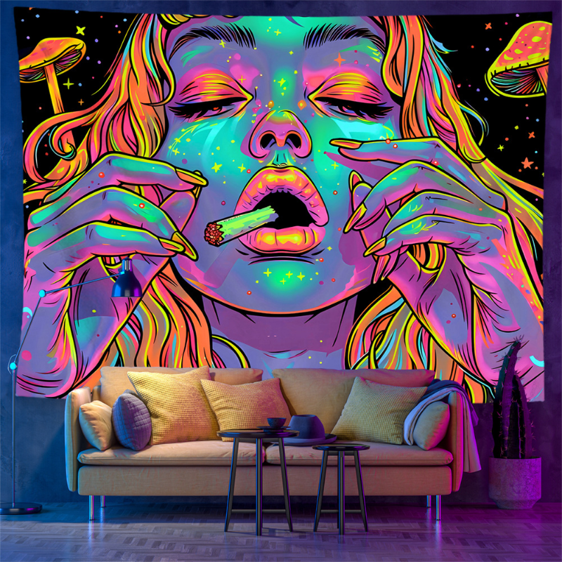 VIKAMA Blacklight Psychedelic  - Wall Scroll Tapestry recensie en prijs