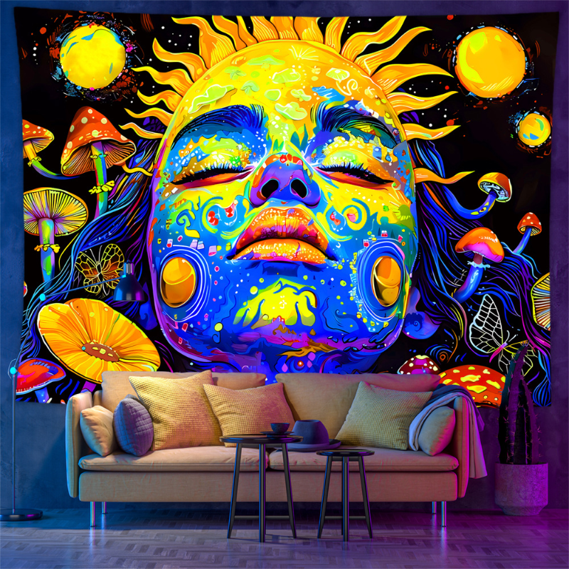 VIKAMA Blacklight Psychedelic  - Wall Scroll Tapestry recensie en prijs