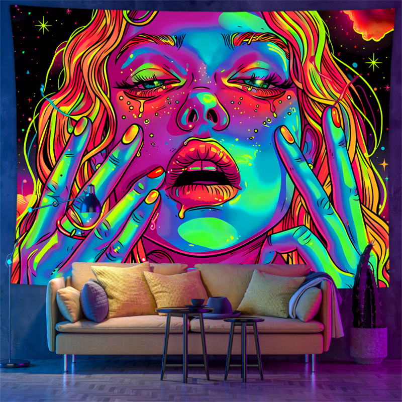 VIKAMA Blacklight Psychedelic  - Wall Scroll Tapestry recensie en prijs